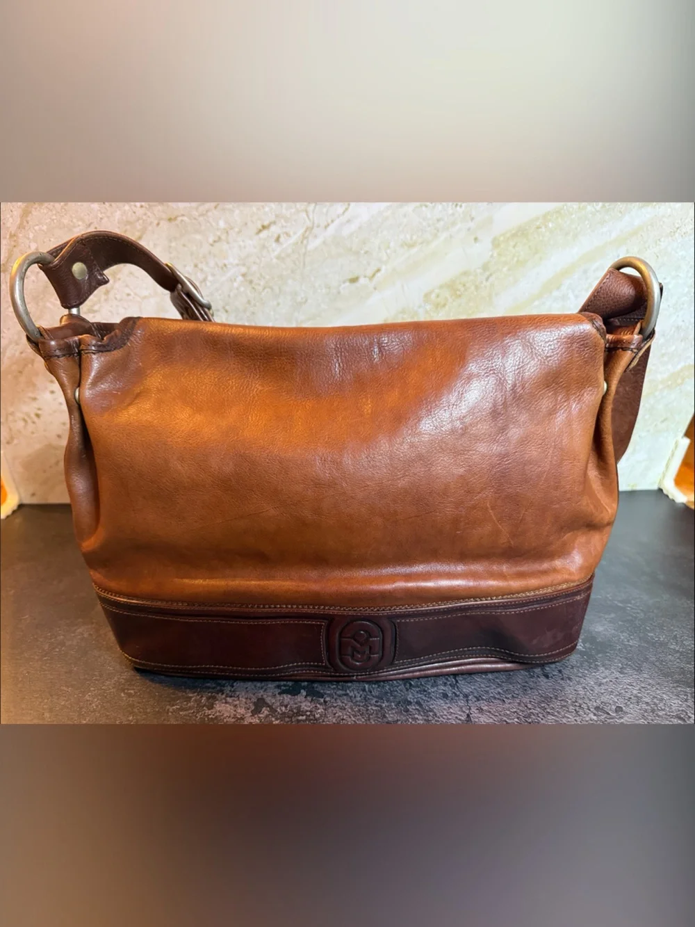 Marino Orlandi Vintage Italian Leather Messenger Shoulder Bag Brown Made Italy